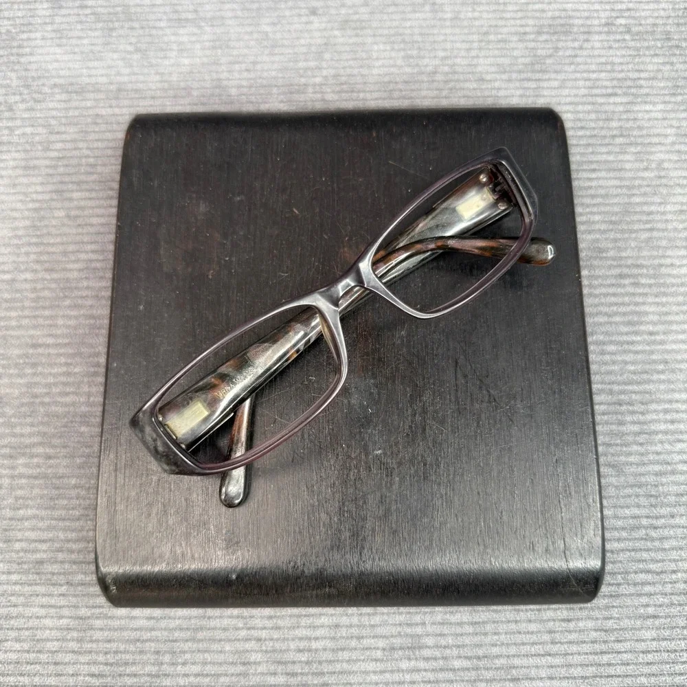 Vera Wang Purple Rectangular Eyeglasses Marbled Tortoise Temples Silver Hardware